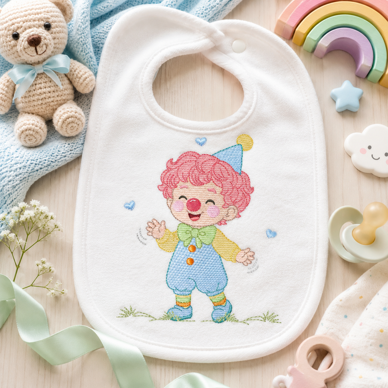 Circus Clown embroidery designs - Boy Clown with funny hat machine embroidery pattern - Baby Boy file - Instant digital download pes jef dst hus