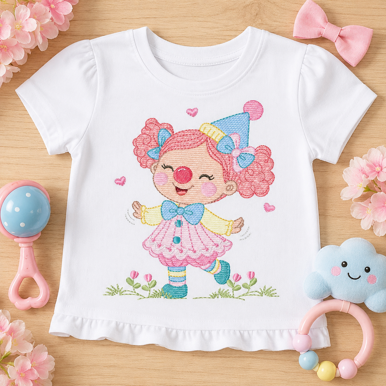 Circus Clown embroidery designs - Girl Clown with funny hat machine embroidery pattern - Baby Girl file - Instant digital download pes jef dst hus