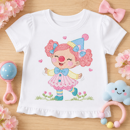 Circus Clown embroidery designs - Girl Clown with funny hat machine embroidery pattern - Baby Girl file - Instant digital download pes jef dst hus