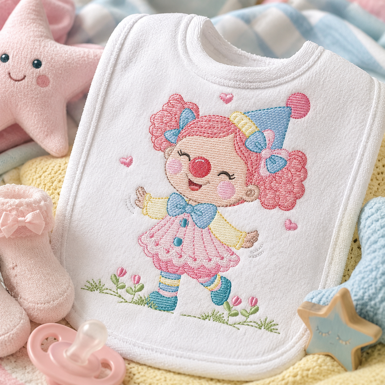 Circus Clown embroidery designs - Girl Clown with funny hat machine embroidery pattern - Baby Girl file - Instant digital download pes jef dst hus