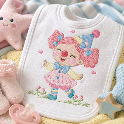 Circus Clown embroidery designs - Girl Clown with funny hat machine embroidery pattern - Baby Girl file - Instant digital download pes jef dst hus