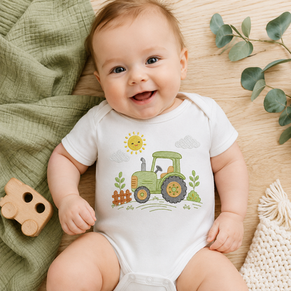 Farm Tractor embroidery design - Ranch Pickup Truck with sun machine embroidery pattern - Baby girl and boy - Instant digital download