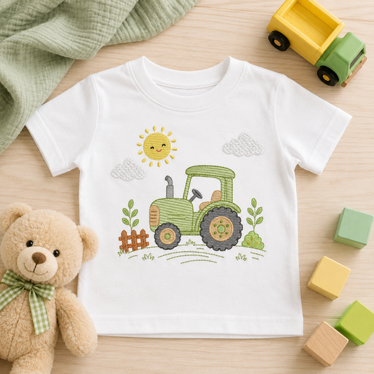 Farm Tractor embroidery design - Ranch Pickup Truck with sun machine embroidery pattern - Baby girl and boy - Instant digital download