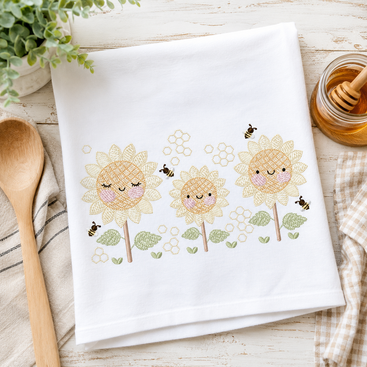 Daisies embroidery designs - Yellow Flowers machine embroidery pattern - Floral Grandma Kitchen towel - Instant digital download pes jef (Copy)