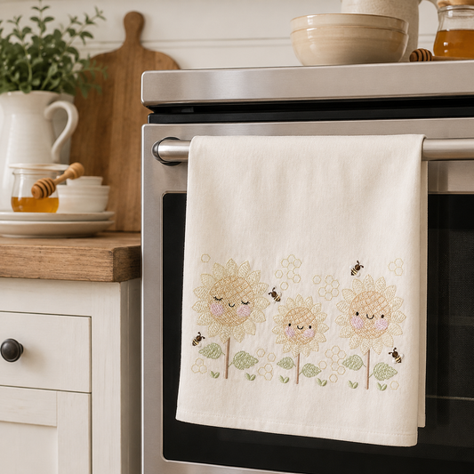 Daisies embroidery designs - Yellow Flowers machine embroidery pattern - Floral Grandma Kitchen towel - Instant digital download pes jef (Copy)