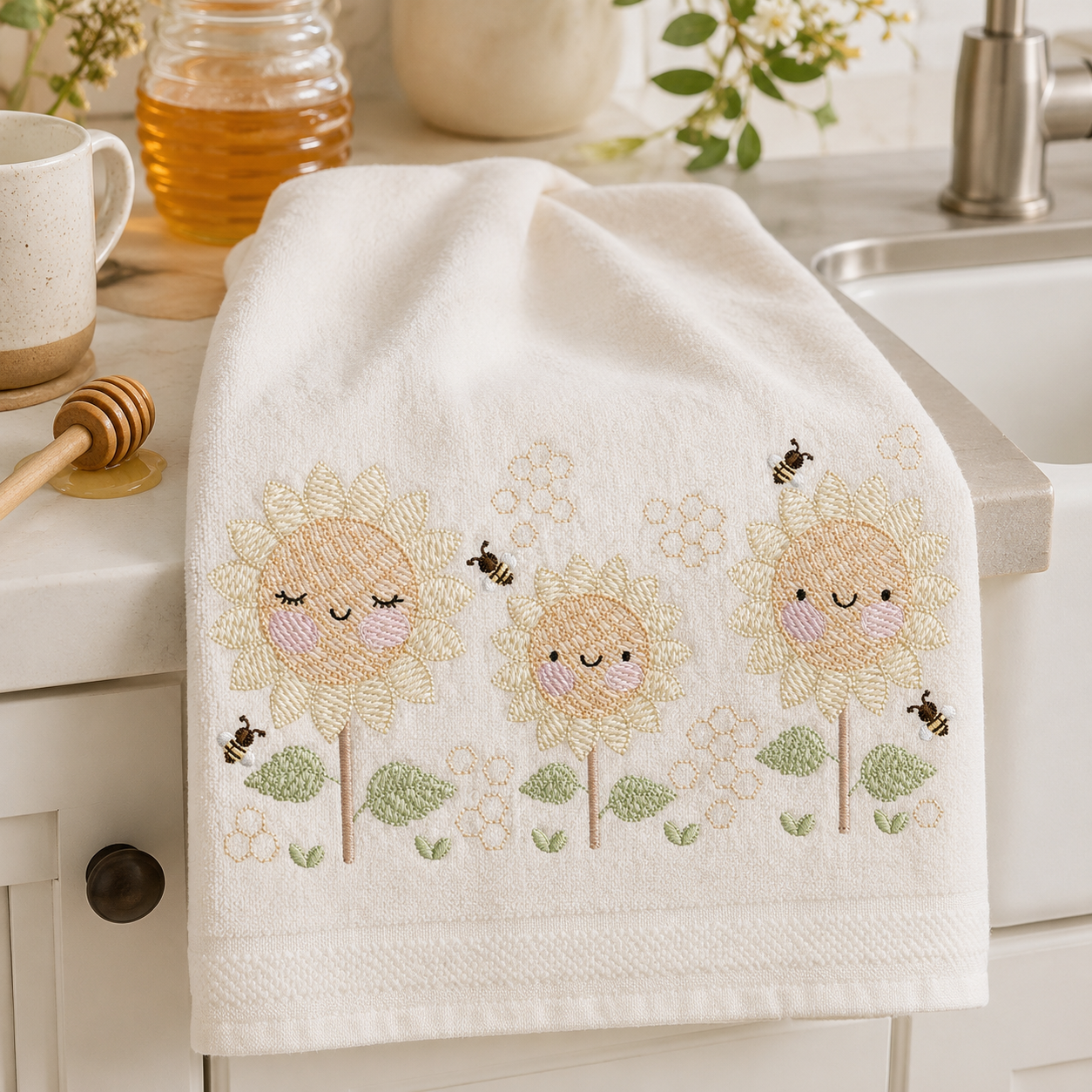 Daisies embroidery designs - Yellow Flowers machine embroidery pattern - Floral Grandma Kitchen towel - Instant digital download pes jef (Copy)