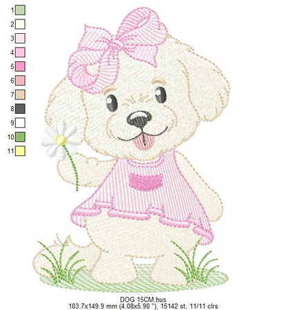Female Dog embroidery designs - Doggie embroidery design machine embroidery pattern - Puppy embroidery - Pet embroidery - instant download (Copy) Marcia Embroidery