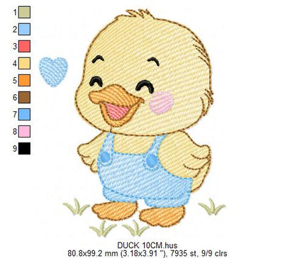 Baby Boy Duck embroidery design - Lake water animal with flowers machine embroidery pattern - Baby Girl file - Instant digital download