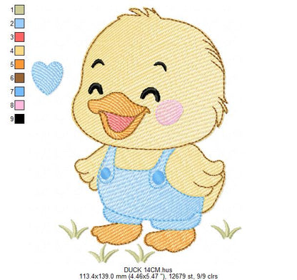 Baby Boy Duck embroidery design - Lake water animal with flowers machine embroidery pattern - Baby Girl file - Instant digital download