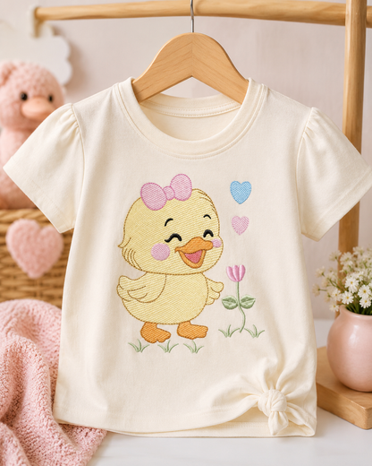 Baby Girl Duck embroidery design - Lake water animal with flowers machine embroidery pattern - Baby Girl file - Instant digital download pes jef