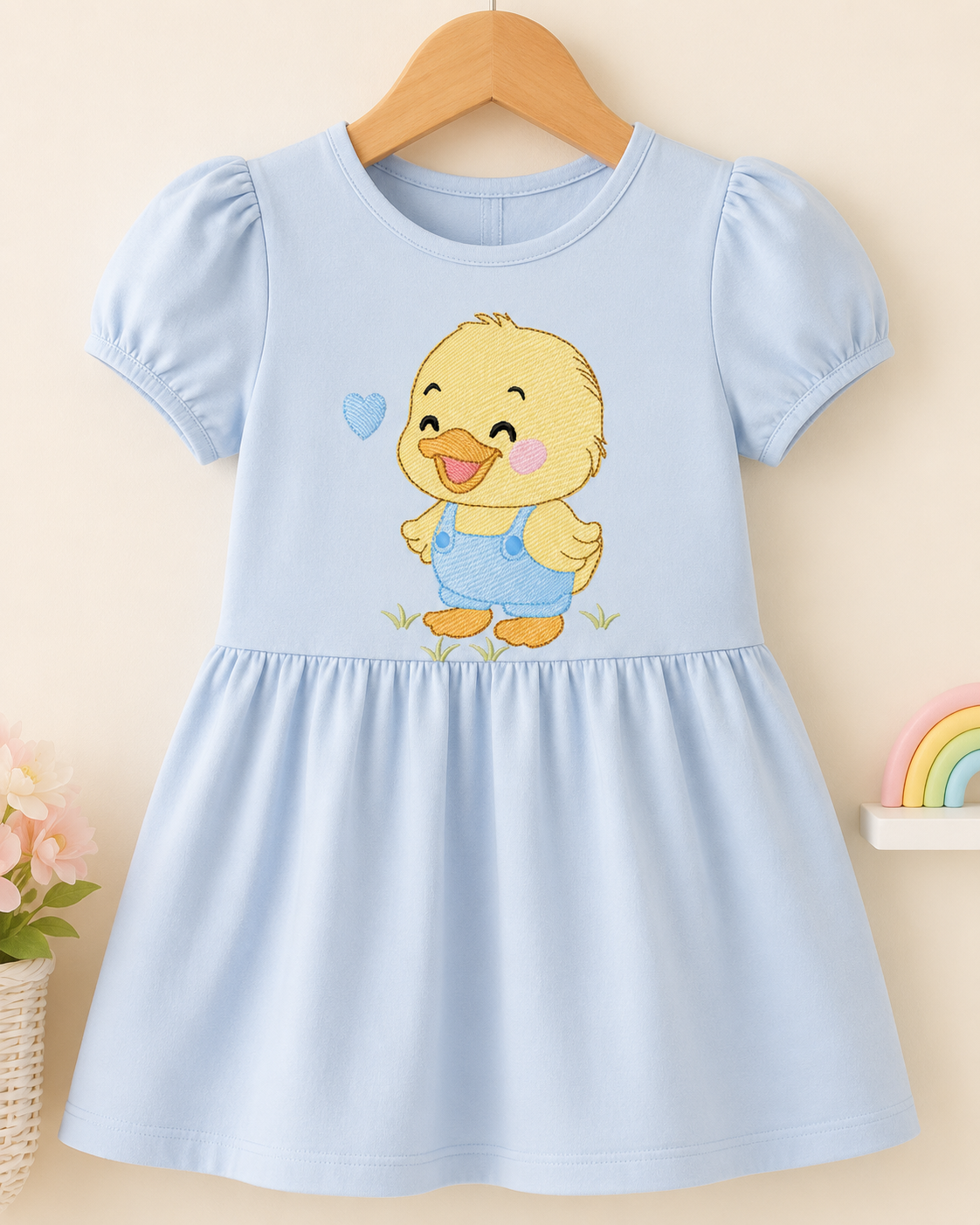 Baby Boy Duck embroidery design - Lake water animal with flowers machine embroidery pattern - Baby Girl file - Instant digital download