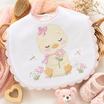 Duck with flowers embroidery design - Lake water animal with flowers and dragon-fly machine embroidery pattern - Baby Girl file - Instant digital download pes jef