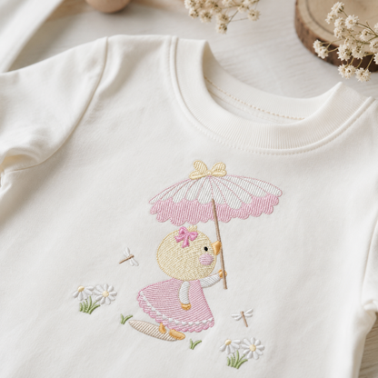 Baby Girl Duck embroidery design - Lake water animal with flowers machine embroidery pattern - Baby Girl file - Instant digital download pes jef