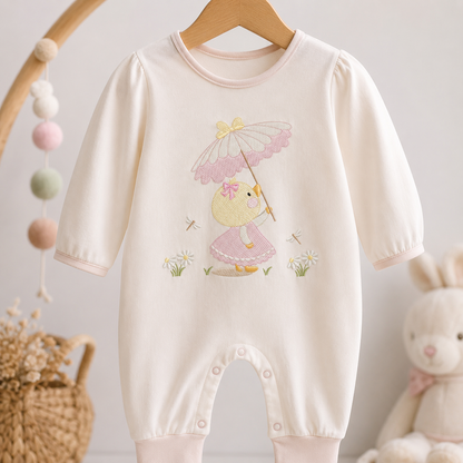 Baby Girl Duck embroidery design - Lake water animal with flowers machine embroidery pattern - Baby Girl file - Instant digital download pes jef