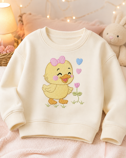 Baby Girl Duck embroidery design - Lake water animal with flowers machine embroidery pattern - Baby Girl file - Instant digital download pes jef
