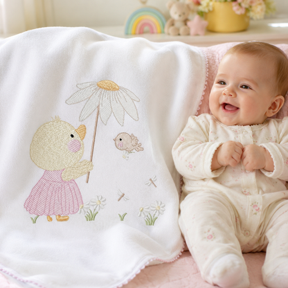 Duck with daisies embroidery design - Lake water animal with flowers machine embroidery pattern - Baby Girl file - Instant digital download pes jef