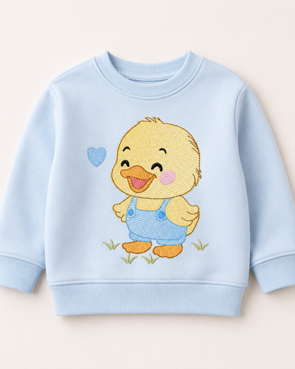 Baby Boy Duck embroidery design - Lake water animal with flowers machine embroidery pattern - Baby Girl file - Instant digital download