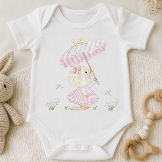 Baby Girl Duck embroidery design - Lake water animal with flowers machine embroidery pattern - Baby Girl file - Instant digital download pes jef