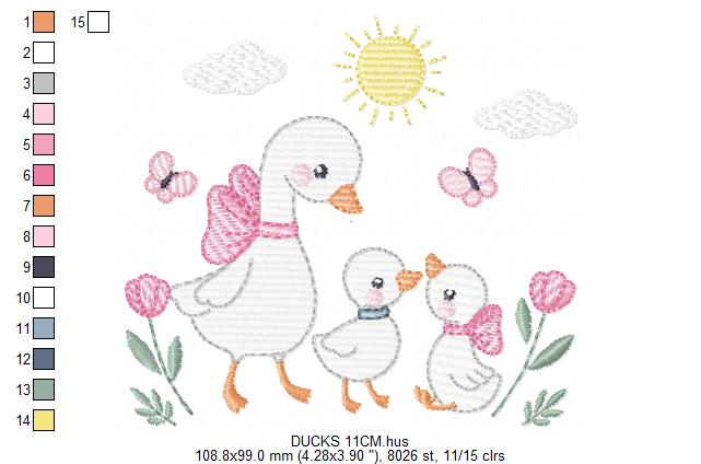 Goose Family embroidery designs - Ducks with flowers machine embroidery pattern - Farm ranch animals  - Instant digital download pes jef dst (Copy) Marcia Embroidery