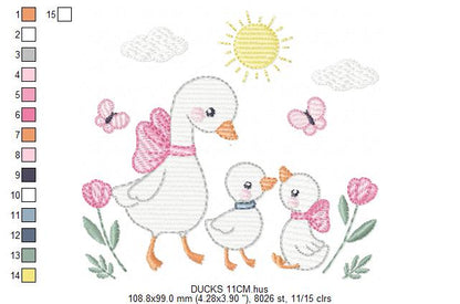 Goose Family embroidery designs - Ducks with flowers machine embroidery pattern - Farm ranch animals  - Instant digital download pes jef dst (Copy) Marcia Embroidery