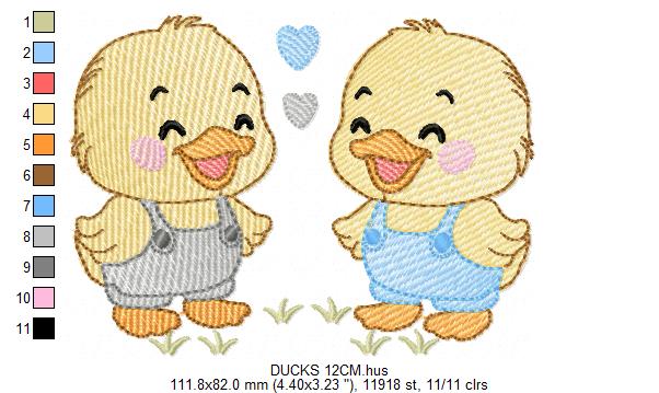 Ducks embroidery design - Lake Water Animals - Baby Boy Brothers Twins machine pattern - Instant digital download pes jef dst