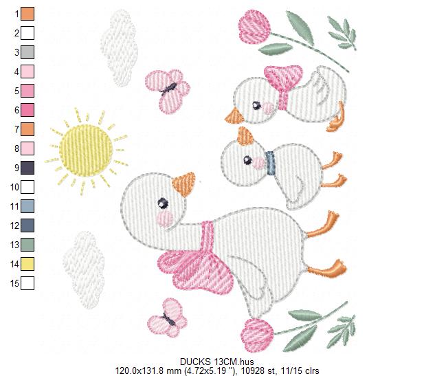 Goose Family embroidery designs - Ducks with flowers machine embroidery pattern - Farm ranch animals  - Instant digital download pes jef dst (Copy) Marcia Embroidery