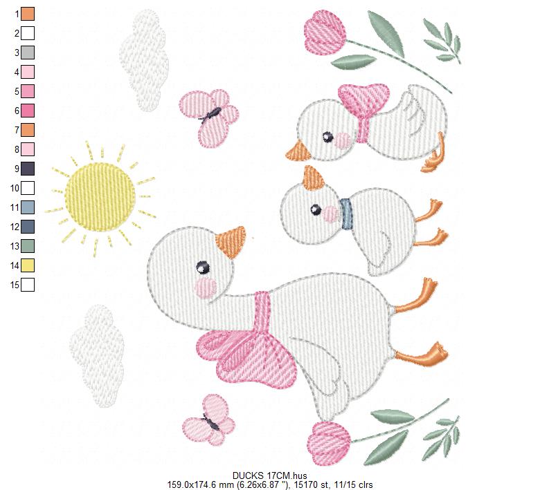 Goose Family embroidery designs - Ducks with flowers machine embroidery pattern - Farm ranch animals  - Instant digital download pes jef dst (Copy) Marcia Embroidery