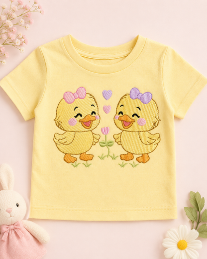 Ducks embroidery design - Lake Water Animals - Baby Girl Sisters Twins machine pattern - Instant digital download pes jef dst
