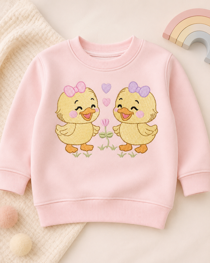 Ducks embroidery design - Lake Water Animals - Baby Girl Sisters Twins machine pattern - Instant digital download pes jef dst