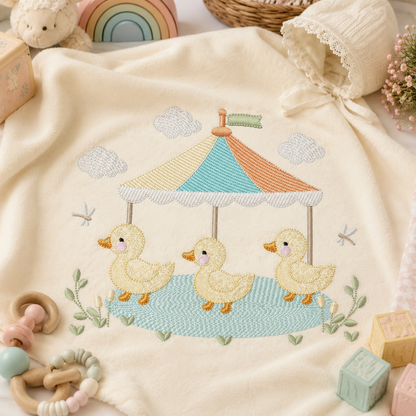 Baby Ducks embroidery design - Lake water animal with flowers machine embroidery pattern - Baby boy and girl file - Instant digital download pes jef