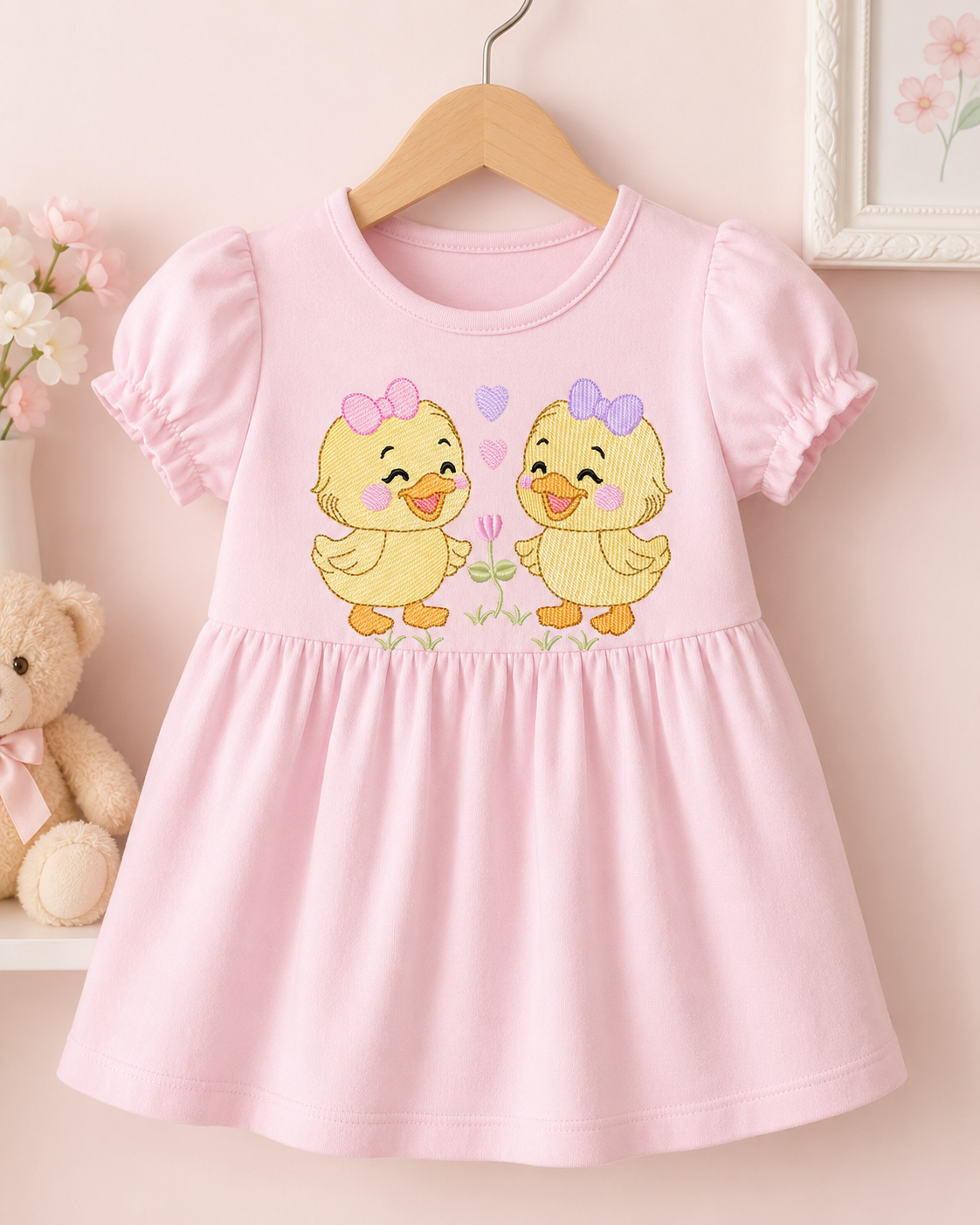 Ducks embroidery design - Lake Water Animals - Baby Girl Sisters Twins machine pattern - Instant digital download pes jef dst