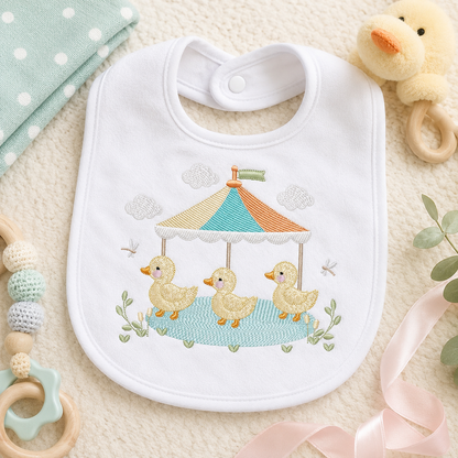 Baby Ducks embroidery design - Lake water animal with flowers machine embroidery pattern - Baby boy and girl file - Instant digital download pes jef