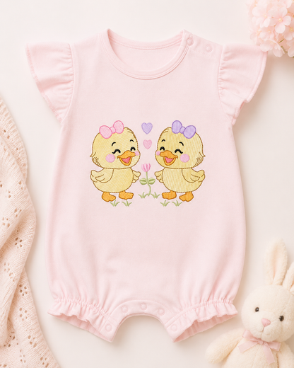 Ducks embroidery design - Lake Water Animals - Baby Girl Sisters Twins machine pattern - Instant digital download pes jef dst