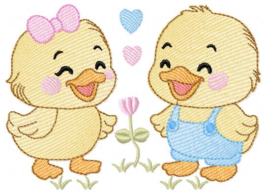 Ducks embroidery design - Lake Water Animals - Baby Boy and Girl - Sister and Brother Twins machine pattern - Instant digital download pes jef dst