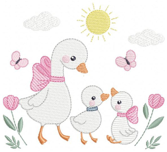 Goose Family embroidery designs - Ducks with flowers machine embroidery pattern - Farm ranch animals  - Instant digital download pes jef dst (Copy) Marcia Embroidery