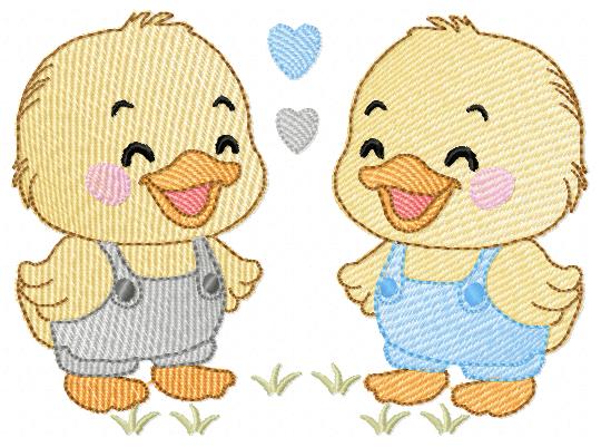 Ducks embroidery design - Lake Water Animals - Baby Boy Brothers Twins machine pattern - Instant digital download pes jef dst