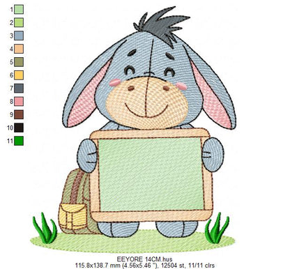 Eeyore embroidery design - Winnie the Pooh Bear Cartoon machine embroidery pattern - Baby boy and girl file - Instant digital download pes jef - Marcia Embroidery