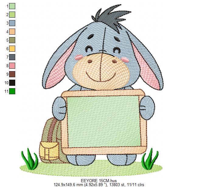 Eeyore embroidery design - Winnie the Pooh Bear Cartoon machine embroidery pattern - Baby boy and girl file - Instant digital download pes jef - Marcia Embroidery