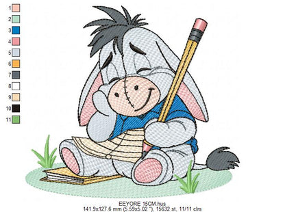 Eeyore embroidery design - Winnie the Pooh Bear Cartoon machine embroidery pattern - Baby boy and girl file - Instant digital download pes - Marcia Embroidery