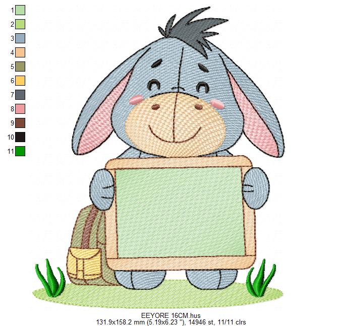 Eeyore embroidery design - Winnie the Pooh Bear Cartoon machine embroidery pattern - Baby boy and girl file - Instant digital download pes jef - Marcia Embroidery