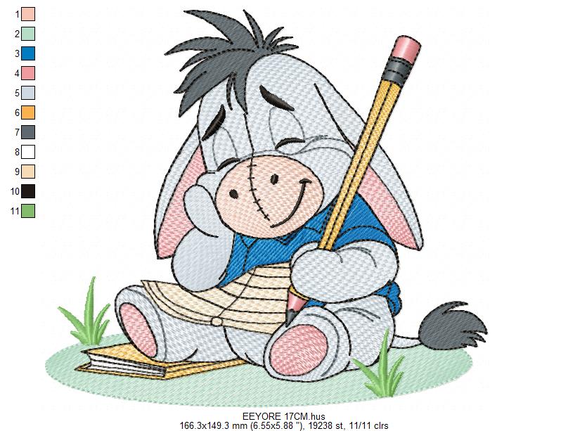 Eeyore embroidery design - Winnie the Pooh Bear Cartoon machine embroidery pattern - Baby boy and girl file - Instant digital download pes - Marcia Embroidery