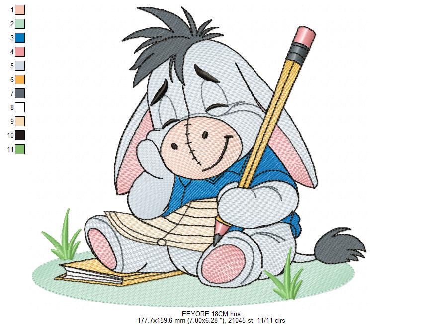 Eeyore embroidery design - Winnie the Pooh Bear Cartoon machine embroidery pattern - Baby boy and girl file - Instant digital download pes - Marcia Embroidery