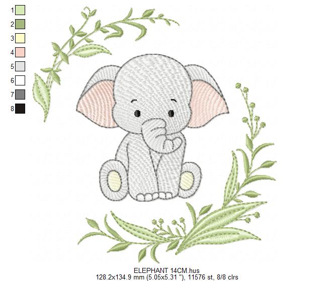 Elephant embroidery design - Safari Wild Animal machine embroidery pattern - Instant digital download pes jef dst
