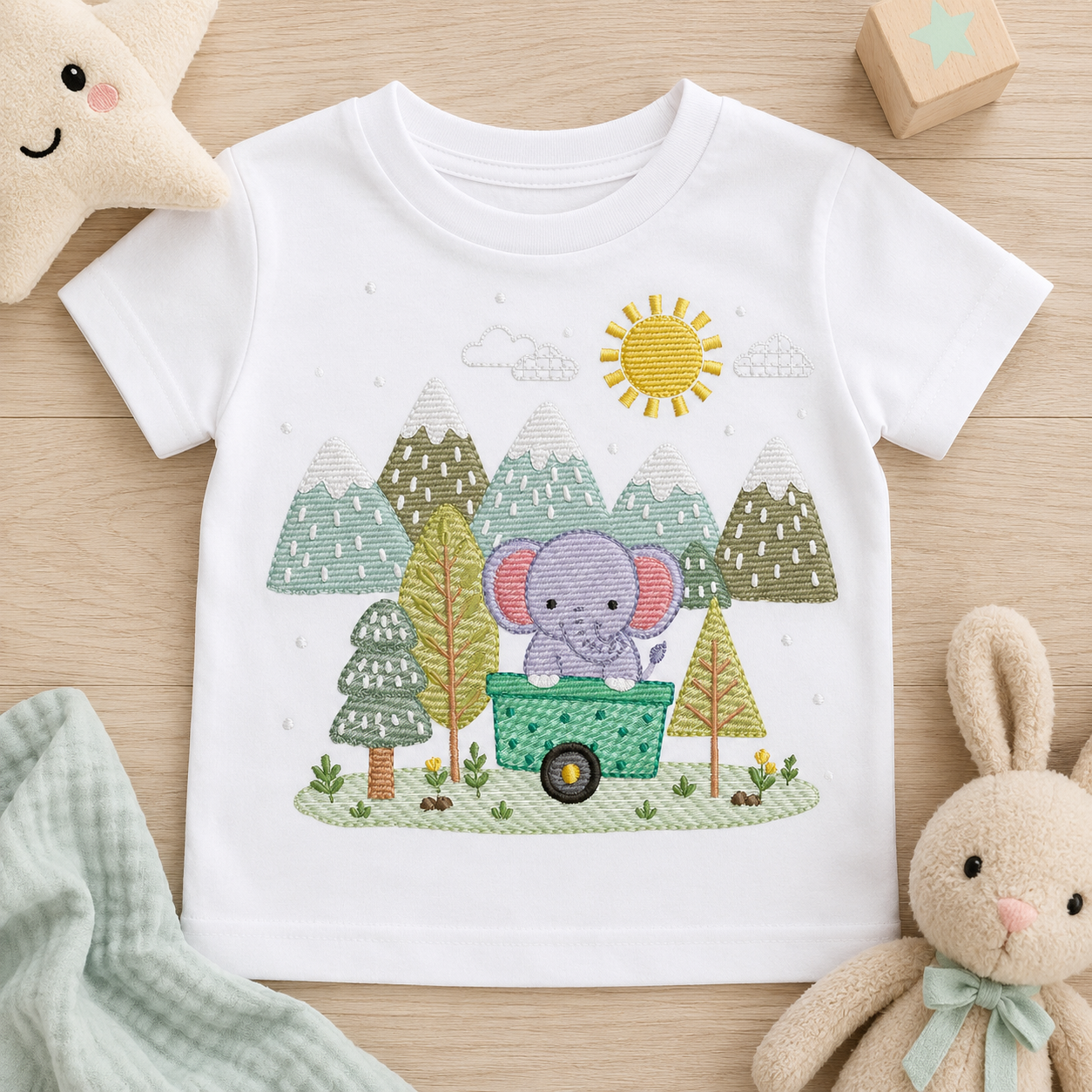 Elephant embroidery designs - Safari Wild Animal machine embroidery pattern - Baby Boy file - Flowers and rainbow - Instant digital download pes jef