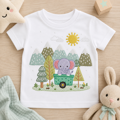 Elephant embroidery designs - Safari Wild Animal machine embroidery pattern - Baby Boy file - Flowers and rainbow - Instant digital download pes jef