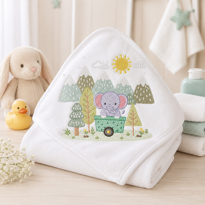 Elephant embroidery designs - Safari Wild Animal machine embroidery pattern - Baby Boy file - Flowers and rainbow - Instant digital download pes jef
