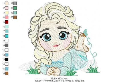 Elsa embroidery designs - Disney princess machine embroidery patterns - Baby girl file - Instant digital download pes jef dst exp hus vp3 Marcia Embroidery