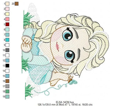 Elsa embroidery designs - Disney princess machine embroidery patterns - Baby girl file - Instant digital download pes jef dst exp hus vp3 Marcia Embroidery