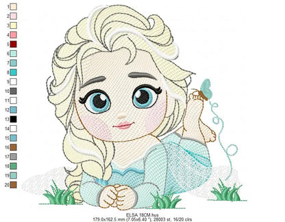 Elsa embroidery designs - Disney princess machine embroidery patterns - Baby girl file - Instant digital download pes jef dst exp hus vp3 Marcia Embroidery
