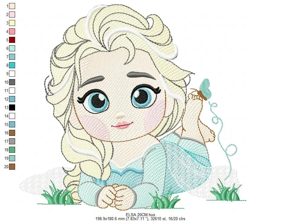 Elsa embroidery designs - Disney princess machine embroidery patterns - Baby girl file - Instant digital download pes jef dst exp hus vp3 Marcia Embroidery